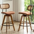 thumbnail image 1 of FOWEOAIU Bar Stools with Cane Back Fabric Upholstered Swivel 26" Counter Stool for Bar Kitchen Island Bistro , Orange (Set Of 2), 1 of 9