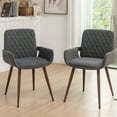 thumbnail image 1 of FOWEOAIU Modern Dining Chairs,Fabric Upholstered Walnut Wood Kitchen Dining , Dark Gray (Set of 6) ﻿, 1 of 11