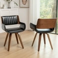 thumbnail image 1 of FOWEOAIU Modern Dining Chairs,Leather Upholstered Walnut Wood With rotation Kitchen Dining Chairs , Black (Set of 4), 1 of 10