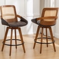thumbnail image 1 of FOWEOAIU Swivel 26" Counter Height Bar Stools With Cane Rattan Back，Brown(Set of 2), 1 of 12