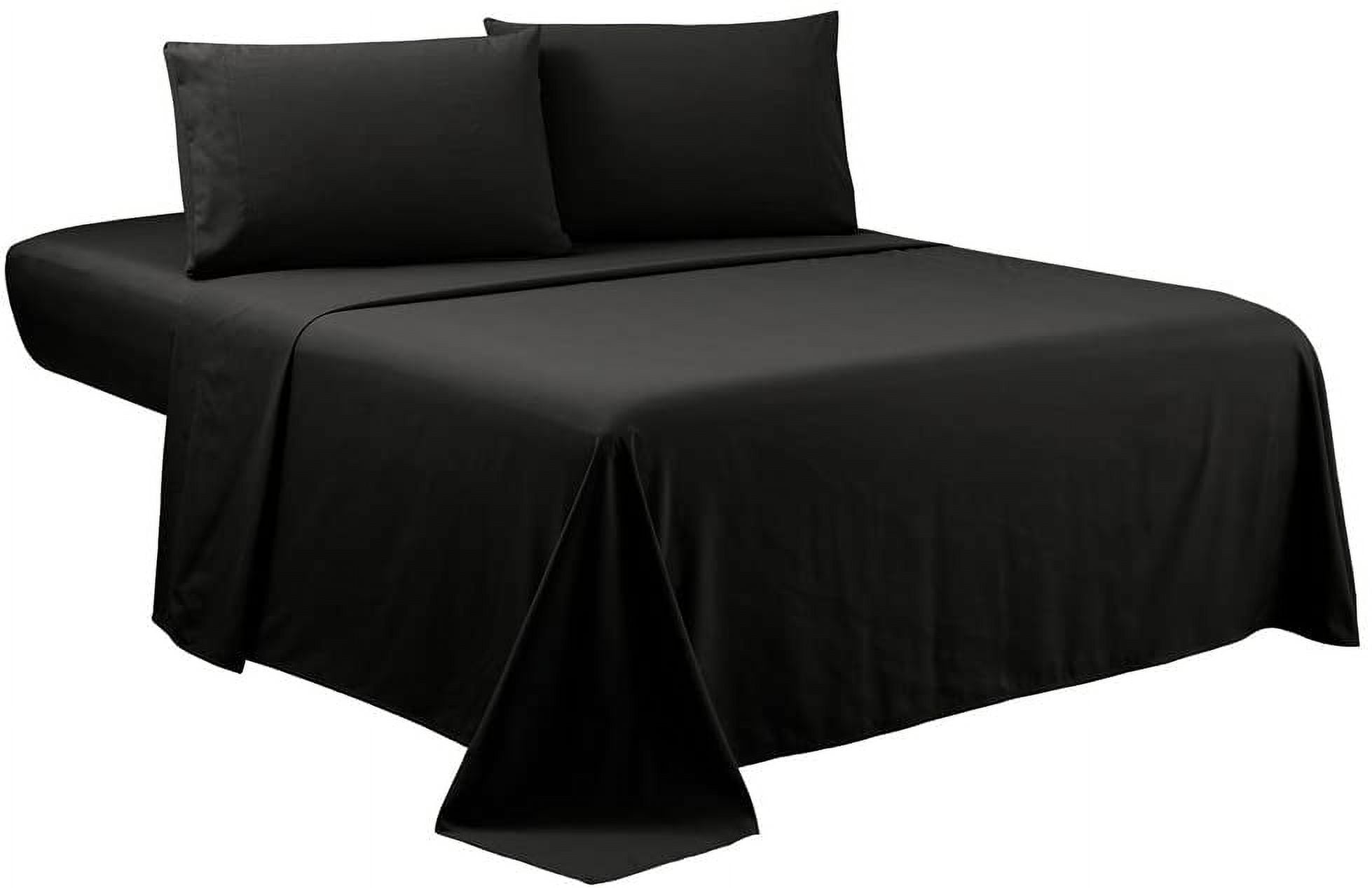 FOWWCNQueen Sheets Set Black Hotel Luxury 4Piece Bed Set, Extra
