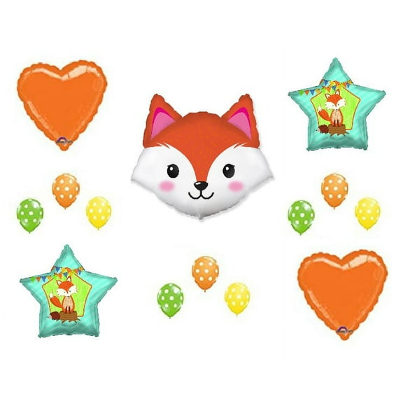 FOX WELCOME BABY Shower Balloons Decoration Supplies Fox Chevron Woodland Forrest Friends