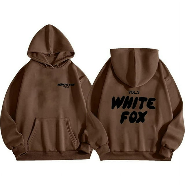 FOX Women's Y2K Oversized Hoodie Soft White Pullover Sweatshirt for