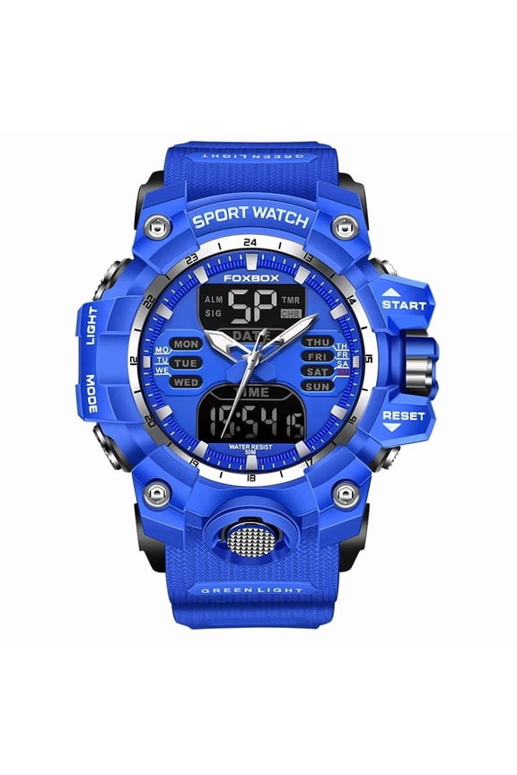 FOXBOX Men's LED Digital Watch Men Sport Watches Electronic Watch Multifunction Military Sports Watch Waterproof Men's Automatic Chronograph Watch Luminous Mens Watch Chronograph Luxury