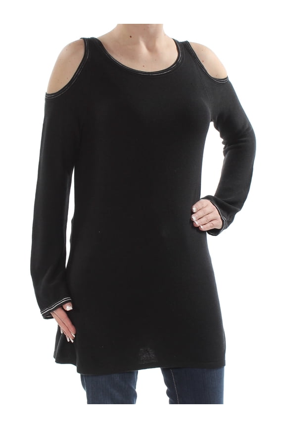 $89 Womens New 1189 Black Cold Shoulder Long Sleeve Top S B+B