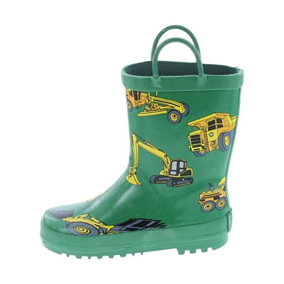 FOXFIRE Kids Rain Boots, Color: Green Construction, Size: 10 (600-30-10)
