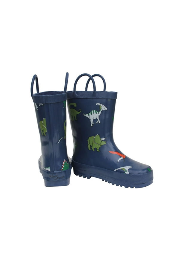 Kids Rain Boots, Color: Navy Blue Dinosaur, Size: 10 (600-65-10)
