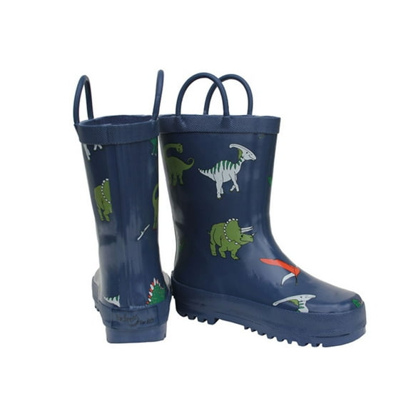 FOXFIRE Kids Rain Boots, Color: Navy Blue Dinosaur, Size: 12 (600-65-12)