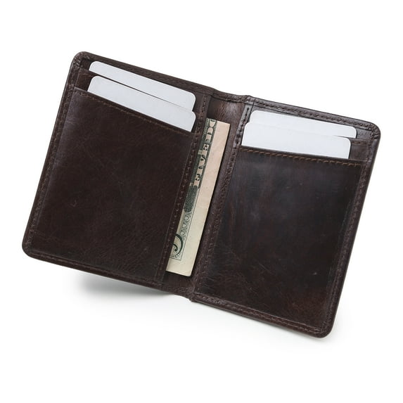 FOXHACKLE Slim Leather Card Holder for Men & Women | Bifold RFID Blocking Thin Credit Card Case Wallet | Minimalist Small Card Wallet | Brown Color