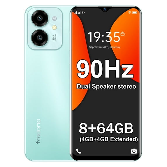 FOXIONO A22 Unlocked Smartphone, Android 14, 8GB RAM + 64GB Storage, Dual SIM, Fast Processor, 4000mAh Battery – Affordable & Reliable,Green