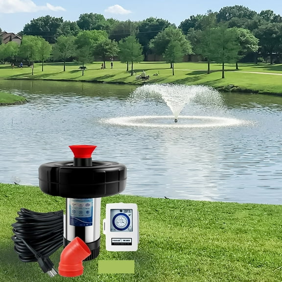 FOXLUX Pond Fountain Aerator 750W, 1HP 15000 GPH Floating Aerating Pump with Stainless Steel Body, 120ft Power Cord & Multifunctional Timer for  Ponds & Lakes Jet System  (AC120V)  1PCS/PACK