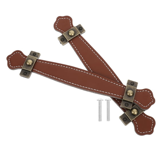FOXNOVO 2Pcs Brown Drawer Pull Handles Durable Handmade PU for Door Cabinets
