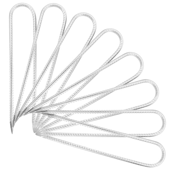 FOXNOVO 8Pcs Plated Silver U Shape Ground Stakes with Galvanized Surface for Trampoline Camping Canopy Fixing