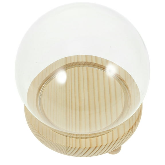 FOXNOVO Transparent Glass Dome for Home Decoration Clear Display with Wooden Base