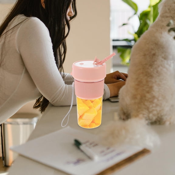 FOXNOVO Portable Pink Electric Juicer Cup Rechargeable Fruit Blender for Kitchen Shakes