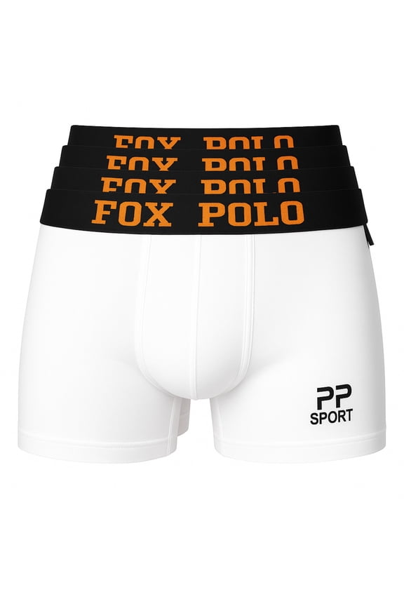 Men’s Boxer Briefs 4-Pack Gift Set – Sport Print with Straight Leg Cut – Cotton Stretch Underwear – Soft, Durable and Flexible | L - White