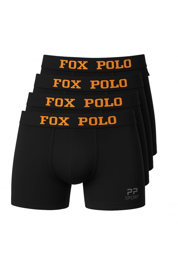 Men’s Boxer Briefs 4-Pack Gift Set – Sport Print with Straight Leg Cut – Cotton Stretch Underwear – Soft, Durable and Flexible | S - Black