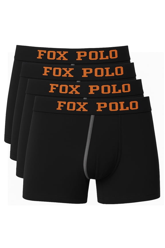 Men’s Boxer Briefs 4-Pack Gift Set – Cotton Stretch Underwear with Pocket – Breathable Soft Fabric – Sport Print – Comfortable Fit | XL - Black