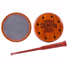FOXPRO Crimson Hen Crystal Friction Call, Brazilian Cherry Wood, Crystal Top, Glass Toneboard, Purple Heart Striker, Made in USA (CRIMSON-CRYS)