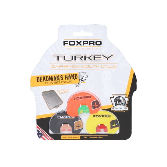 FOXPRO Deadman's Hand Combo Diaphragm Calls, Set of 3, Multiple Reed Configurations, Realistic Predator Sounds (DEADMANS-Combo)