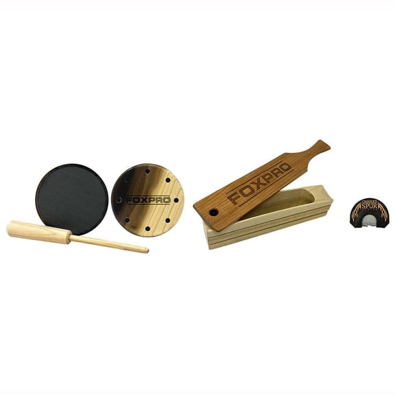 FOXPRO Turkey Combo Pack with Box, Slate, & Diaphragm Calls, Poplar Box, Slate Pot with Hickory Striker, Crooked Spur V-Cut, Made in USA (TURKCOMBO)