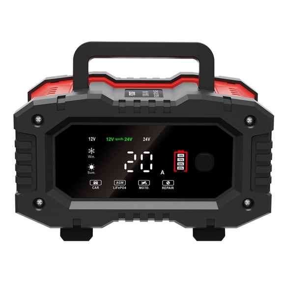 FOXSUR 300W Fully Automatic Battery Chargers 12V 24V Automotive Battery Maintainer Trickle Charger with LCD Display for Car Truck Motorcycle SUV Boat Lead Acid Batteries (7.6 inches / 19.3 cm)