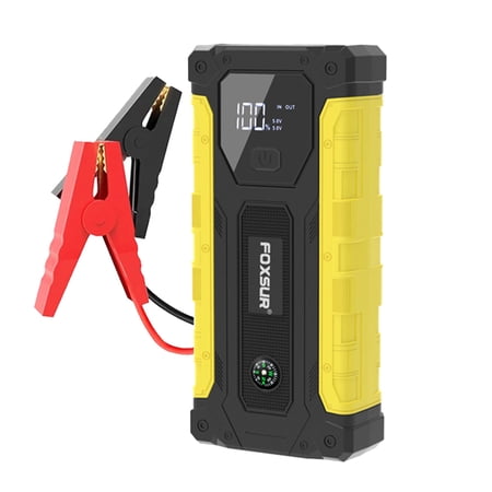 FOXSUR 400A Peak 12V Portable Car Battery Jump Starter, 26800mAh Auto Battery Booster Power Bank with Dual USB Quick Charge, LED Flashlight & SOS Light for Gasoline 6.0L or Diesel 5.0L, Black/Yellow