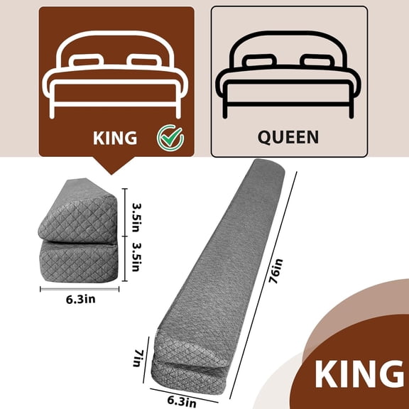 FOXTUEL King Size Bed Wedge Pillow for Headboard Gap, 4 Modes, Mattress Gap Filler with Removable Cover
