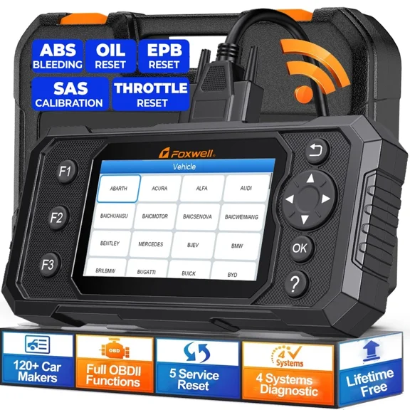 FOXWELL GT21 OBD2 Scanner Diagnostic Tool, Engine ABS SRS Transmission Car Scanner with 5 Reset, ABS Bleeding, SAS/EPB/Throttle/Oil Reset, Battery Test, Check Engine Code Reader, Lifetime Free Update