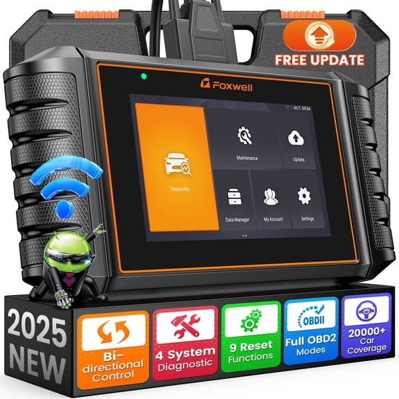 FOXWELL GT30 BT Bidirectional Scan Tool OBD2 Scanner ABS SRS Transmission Engine, Car Diagnostic Tool with 9 Resets Free WIFI Update