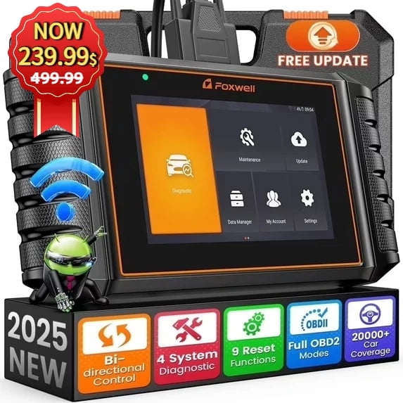 FOXWELL GT30 BT Bidirectional Scan Tool OBD2 Scanner ABS SRS Transmission Engine, Car Diagnostic Tool with 9 Resets Free WIFI Update