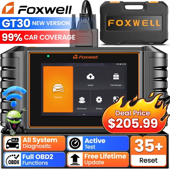 FOXWELL GT30 OBD2 Scanner Diagnostic Tool, Full System Bidirectional Diagnostic Scan Tool with 35+ Resets, ECU Co-ding, ABS/Oil Reset, Car Code Reader for 99% Cars, Lifetime Free Update