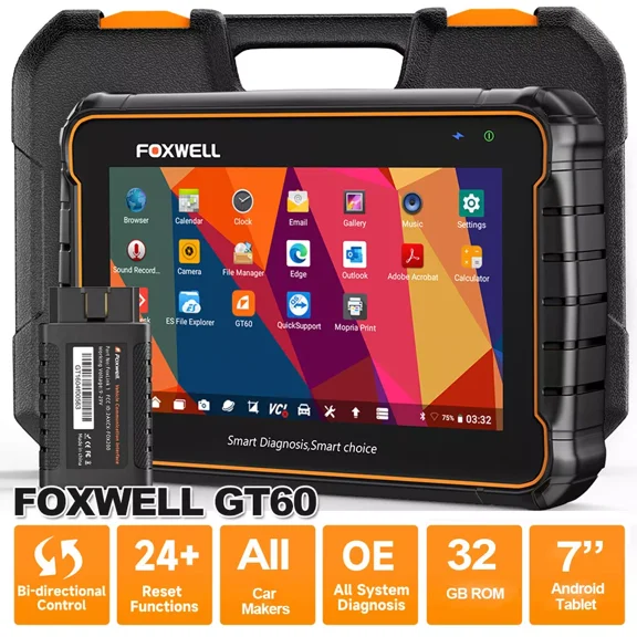 FOXWELL GT60 Advanced Automotive Diagnostic Tool Car Scanner All System Check, 24 Reset Services OBDII Code Reader Full OBD Functions OBD2 Scanner Auto Scan Tool EOBD OBD Automotive Analyzer