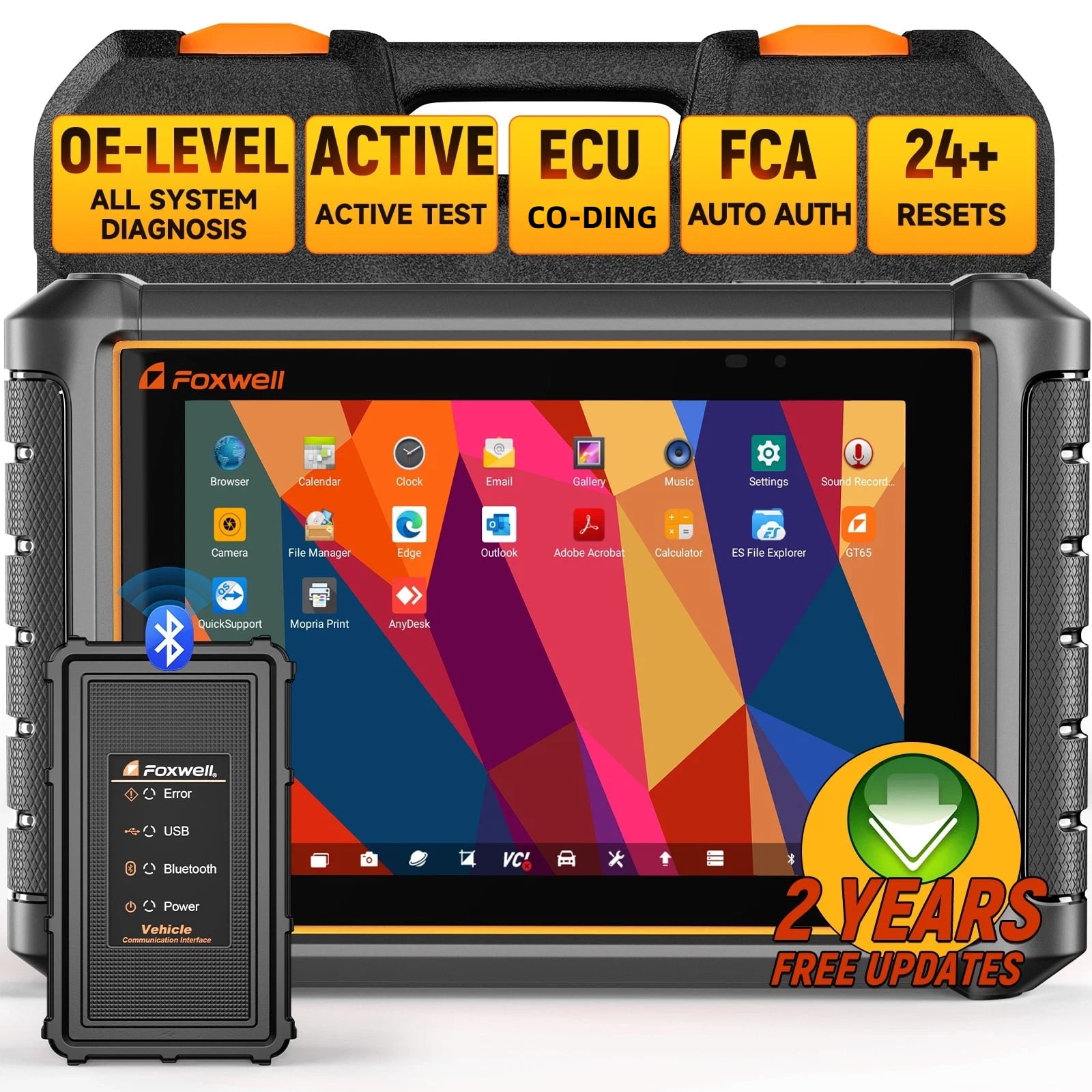 FOXWELL GT65 OBD2 Scanner, All System Bidirectional Diagnostic Tool with 24+ Resets, Active Test, ABS Bleeding, DPF, EPB/TPMS/Oil Reset, Battery Register, OBDII Automotive Code Reader Scan Tool