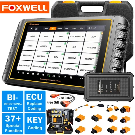 FOXWELL GT75 OBD2 Scanner 10" Bidirectional Diagnostic Scan Tool with 37+ Resets, Full System Diagnostic Key IMMO ECU Cod-ing