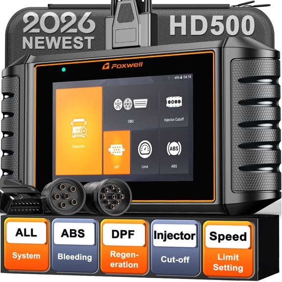 FOXWELL Heavy Duty Truck Scanner with DPF Regen, Full System Diesel Diagnostic Scan Tool for Cummins, Detroit, Caterpillar, Paccar, Hino & More Pickup Semi Trucks