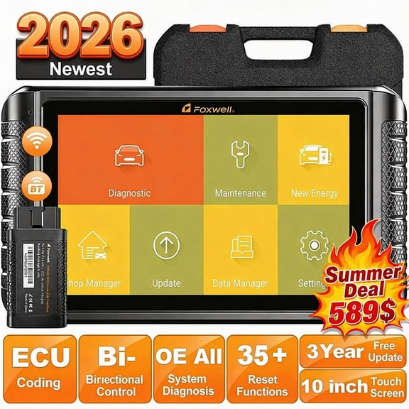 FOXWELL NT1009 OBD2 Scanner Bi-Directional Full System Automotive Diagnostic Tool ECU Cod-ing, Car Diagnostic Scan Tool Code Reader  3-Years Free Update