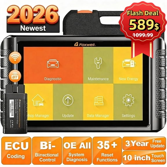 FOXWELL NT1009 OBD2 Scanner Code Reader ECU Coding Bi-Directional Control Full System Automotive Diagnostic Tool