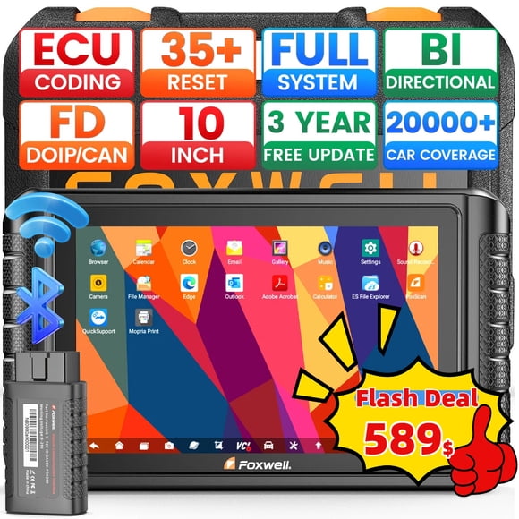 FOXWELL NT1009 OBD2 Scanner All Systems Bi-Directional Diagnostic Scan Tool ECU Reset 34+ Resets Car Scanner with 10inch Touchscreen 3-Years Free Update