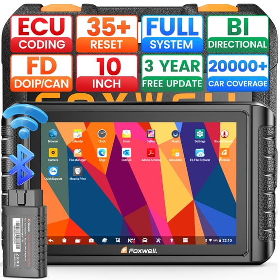 FOXWELL NT1009 OBD2 Scanner All Systems Bi-Directional Diagnostic Scan Tool ECU Reset 34+ Resets Car Scanner  with 10inch Touchscreen 3-Years Free Update
