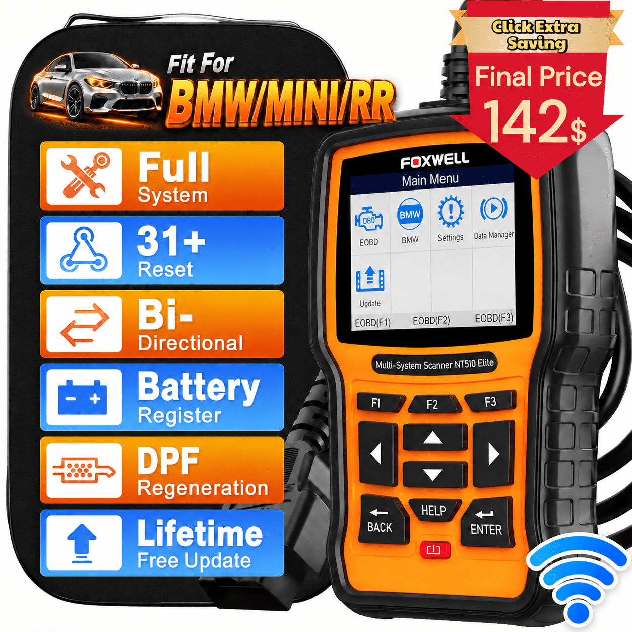 FOXWELL NT510 Elite OBD2 Scanner For BMW, Bidirectional Full System ...