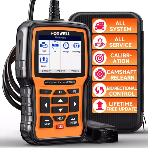 FOXWELL NT510 Elite OBD2 Scanner Fits for Porsche All System Bi-directional Diagnostic Scanner All Maintenance Services Car Code Reader Check Engine Full OBD2 Functions Automotive Diagnostic Scan Tool