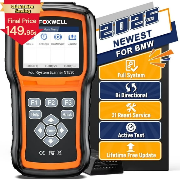 FOXWELL NT530 Plus for BMW All Systems OBD2 Scanner, All Maintenance Service Bidirectional Diagnostic Scan Tool OBD2 Scanner Automotive Code Reader