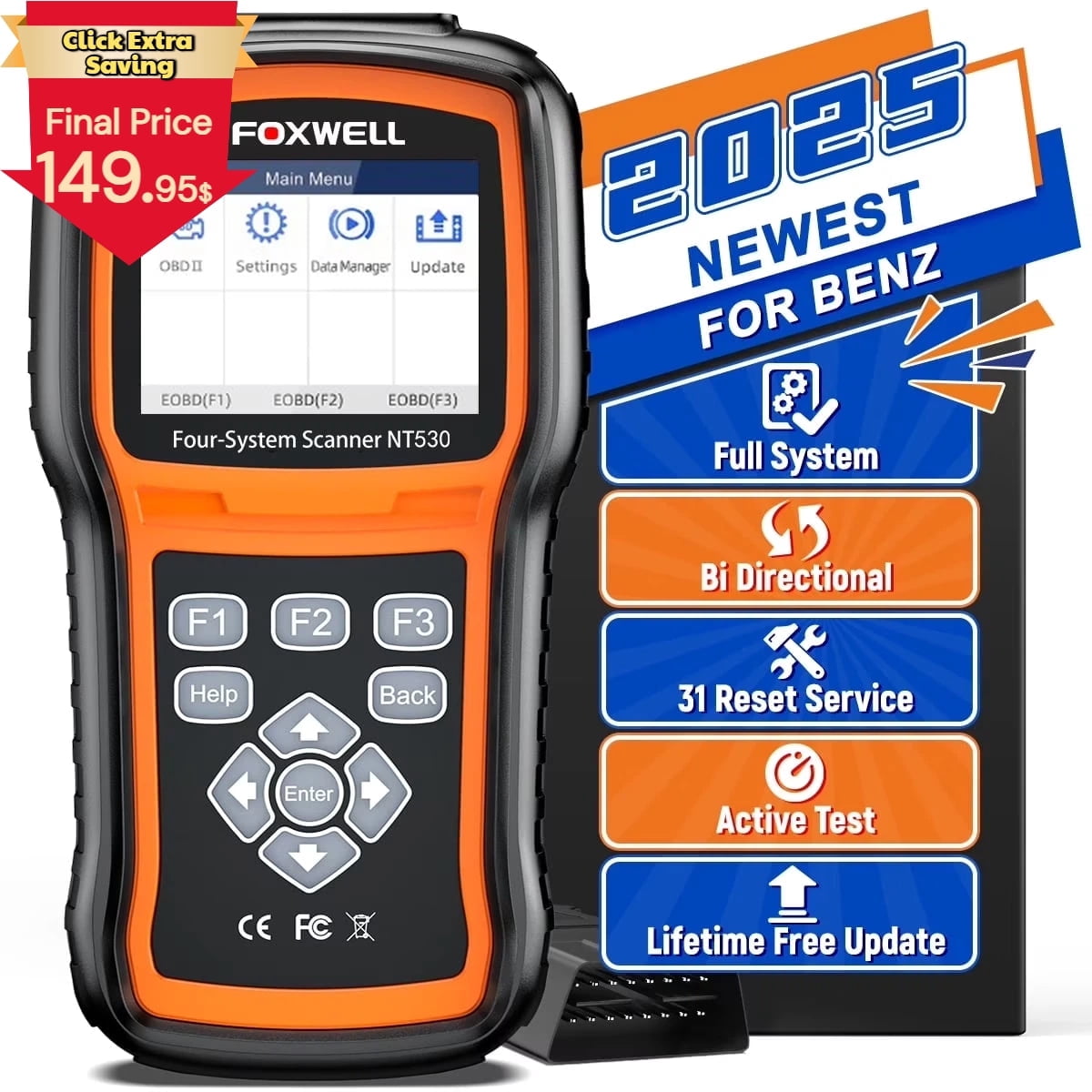 Foxwell NT530plus診断スキャナー OBD2 コーディングに FOXWELL NT530 Plus for BENZ All Systems, All Maintenance Service
