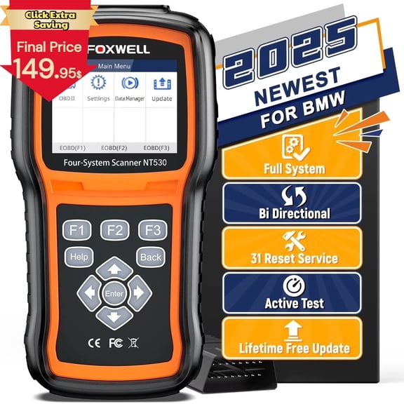 Open Box FOXWELL NT530 Plus for BMW All Systems OBD2 Scanner, All Maintenance Service Bidirectional Diagnostic Scan Tool OBD2 Scanner Automotive Code Reader