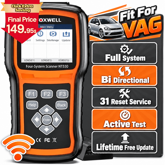 FOXWELL NT530 Plus for VAG All Systems OBD2 Scanner, All Maintenance Service Bidirectional Diagnostic Scan Tool OBD2 Scanner Automotive Code Reader