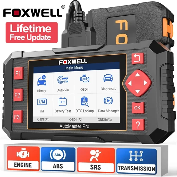 FOXWELL NT604 Elite OBD2 Scanner Automotive Four System Diagnostic Scan Tool Transmission SRS ABS Engine Code Reader Full OBDII Modes Turn off MIL EOBD OBD Car Scan Tool Free Update