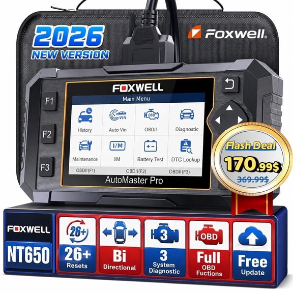 FOXWELL NT650 OBD2 Scanner Bidirectional Diagnostic Tool, 26+ Maintenance Reset Services ABS SRS Oil Automotive scan tool Car Code Reader
