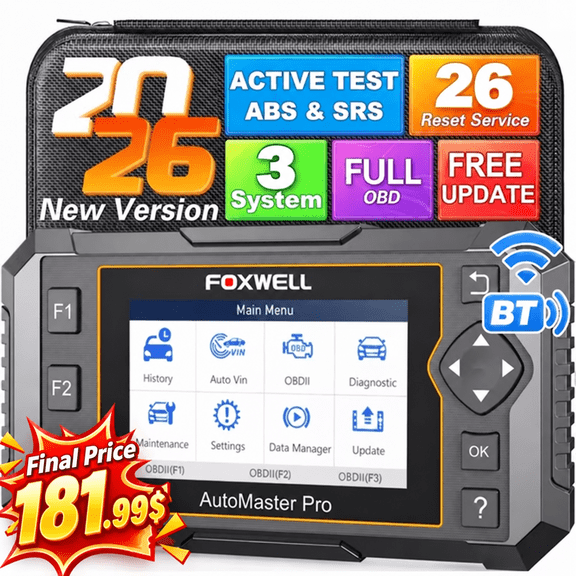 FOXWELL NT650 PRO OBD2 Scanner Car Diagnostic Bidirectional Diagnostic Scan Tool 25+ Maintenance Service OBDII Car Code Reader Automotive Analyzer Lifetime Free Update via Wi-Fi