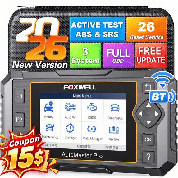 FOXWELL NT650 PRO OBD2 Scanner Car Diagnostic Bidirectional Diagnostic Scan Tool 25+ Maintenance Service OBDII Car Code Reader Automotive Analyzer Lifetime Free Update via Wi-Fi